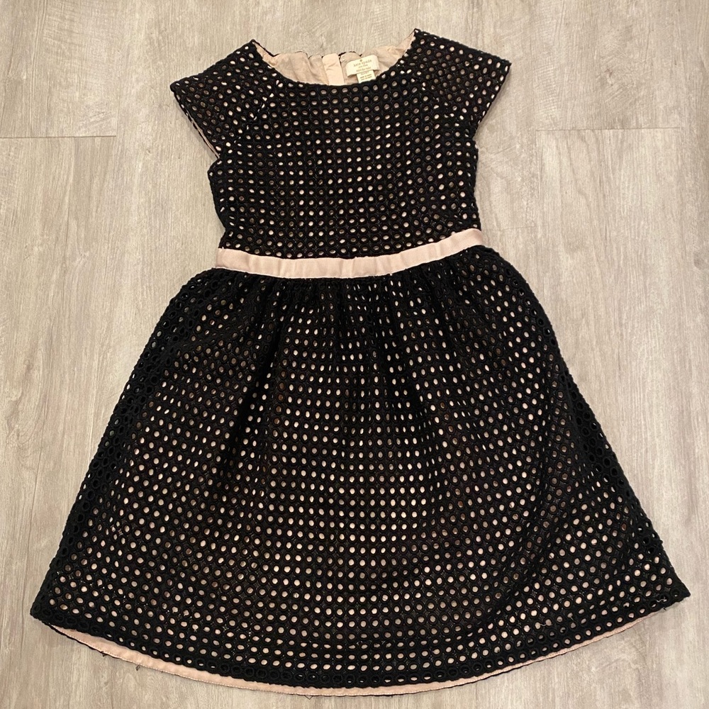 EUC Kate Spade Gorgeous Black on Blush Eyelet Dress
